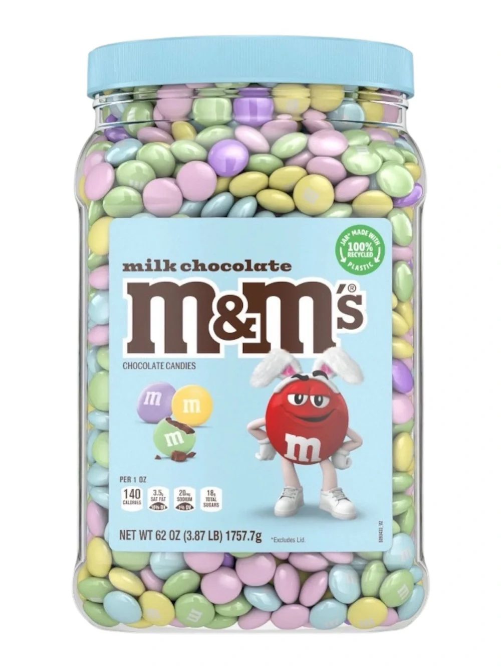 M&M'S Pastel Milk Chocolate Candy Jar - Blue Lid